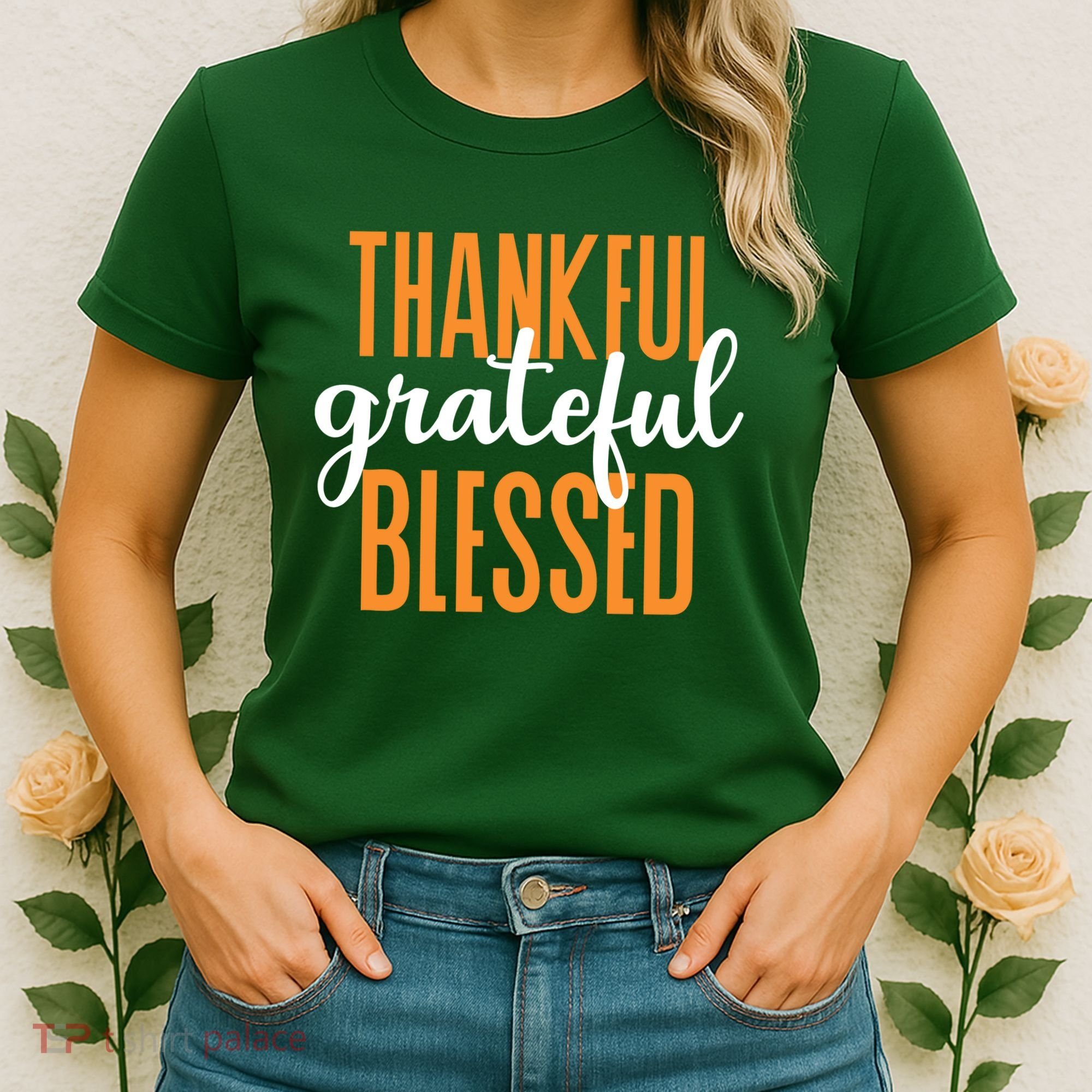 Thankful Grateful And Blessed Thanksgiving Holiday Women's T-Shirt