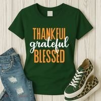 Thankful Grateful And Blessed Thanksgiving Holiday Women's T-Shirt thumb 3