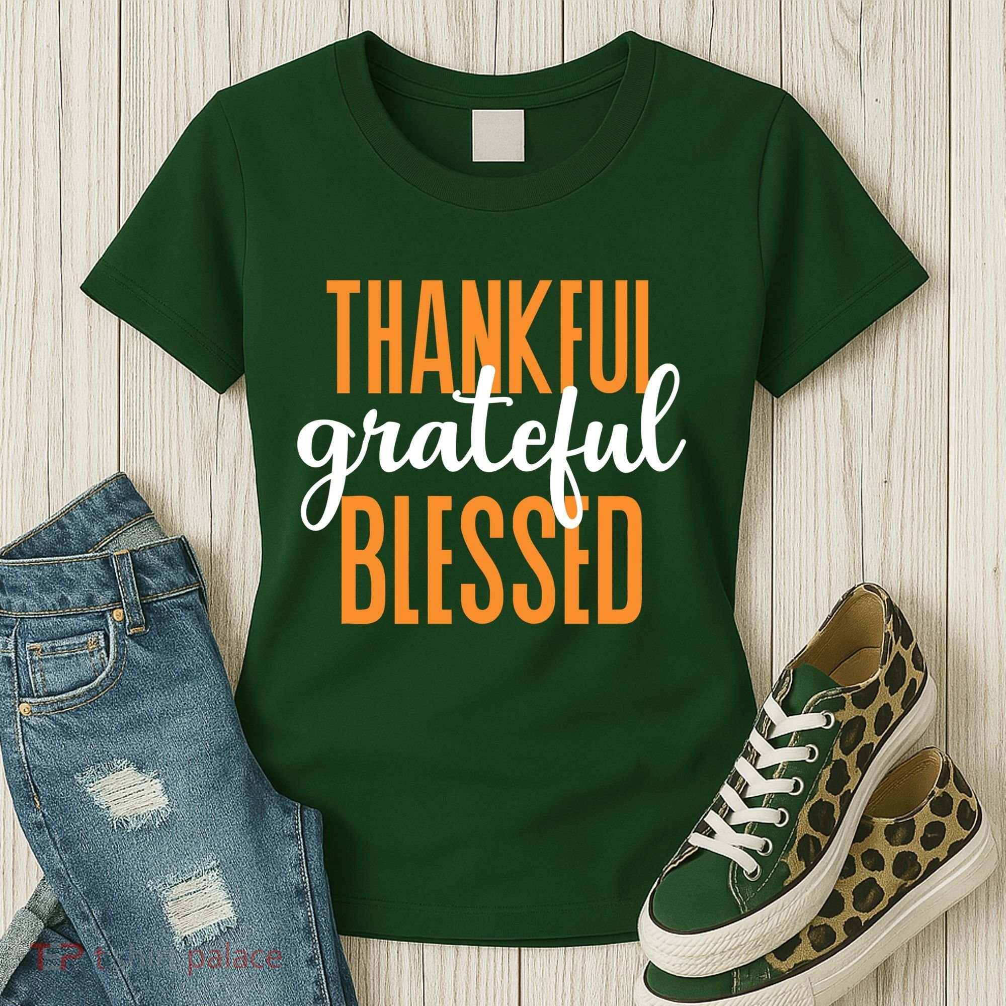 Thankful Grateful And Blessed Thanksgiving Holiday Women's T-Shirt