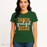 Thankful Grateful And Blessed Thanksgiving Holiday Women's T-Shirt thumb 4