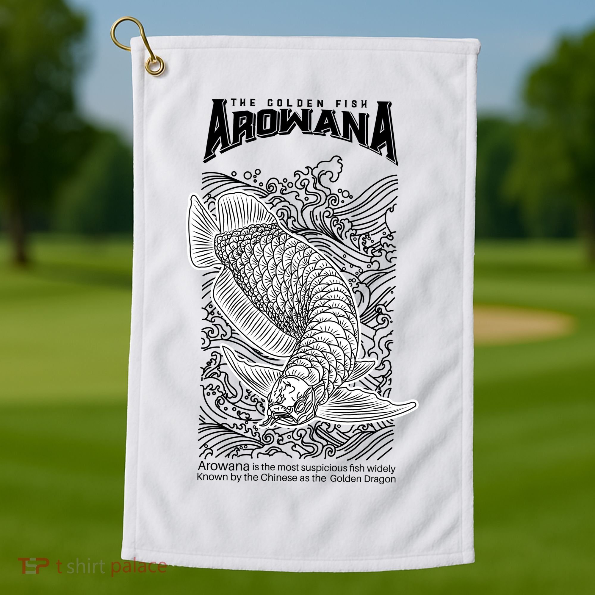 The Golden Arowana FIsh Golf Towel