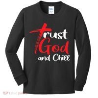 Trust God And Chill Religious Lover God Kids Long Sleeve Shirt thumb 0