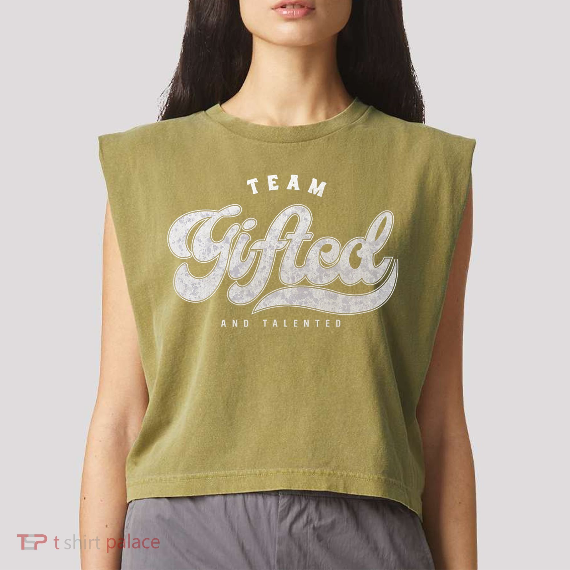 Team Gifted And Talented Exceptional Student Teacher Smart Garment-Dyed Women's Muscle Tee