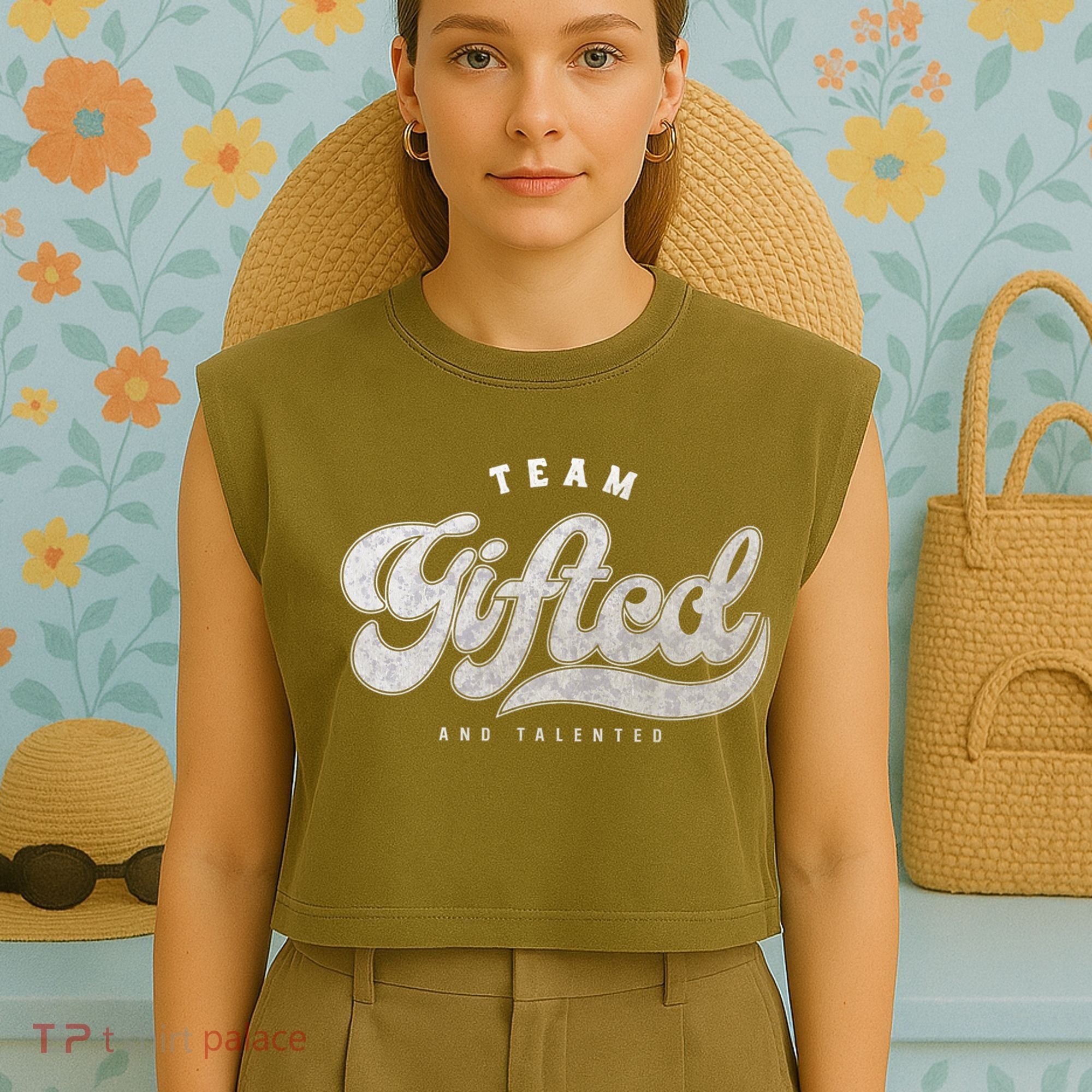 Team Gifted And Talented Exceptional Student Teacher Smart Garment-Dyed Women's Muscle Tee