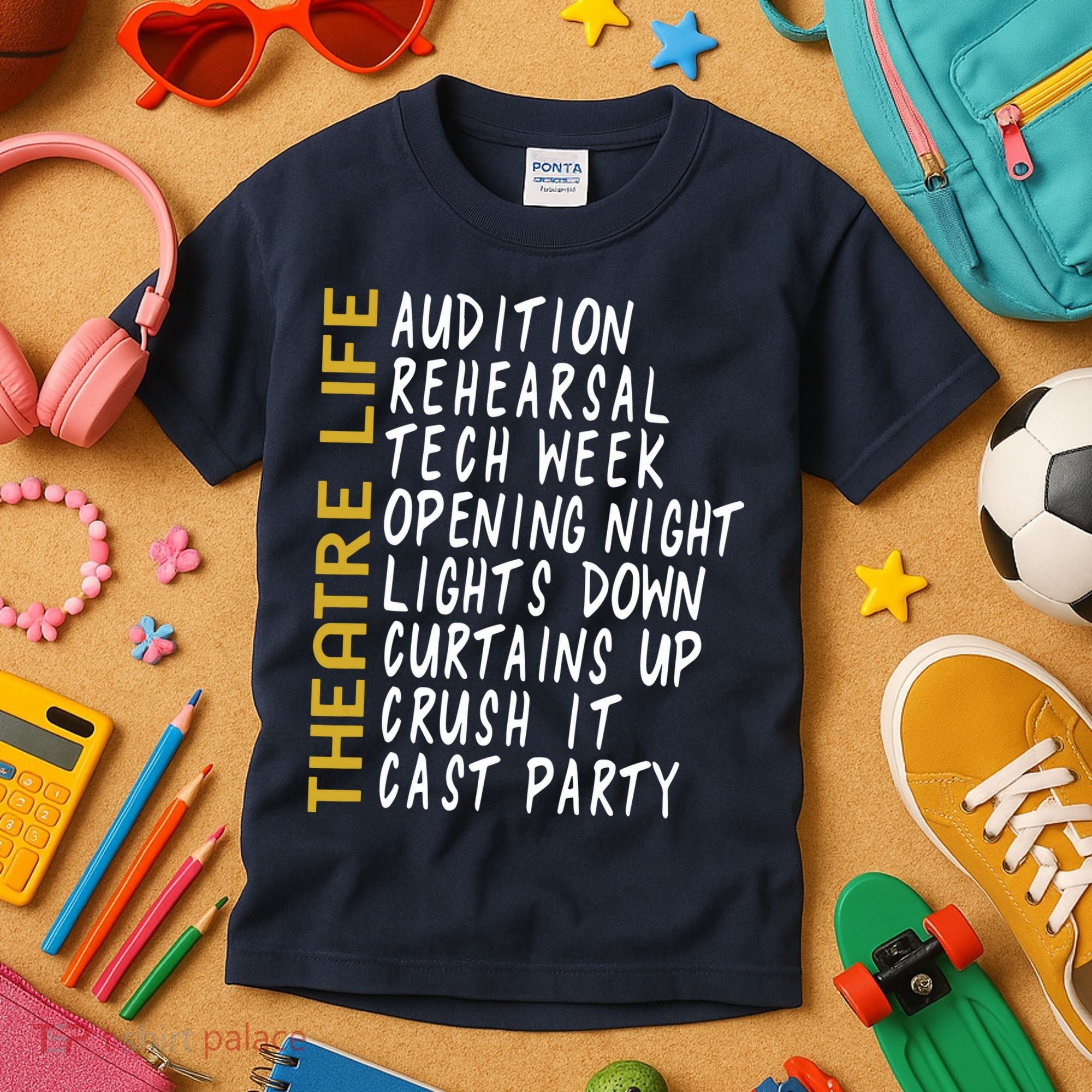 Theatre Gift Acting Thespian Play Director Kids T-Shirt