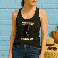 Trump Golden Age Silhouette Maga 45 47 Golden Tie Women's Tank Top thumb 2