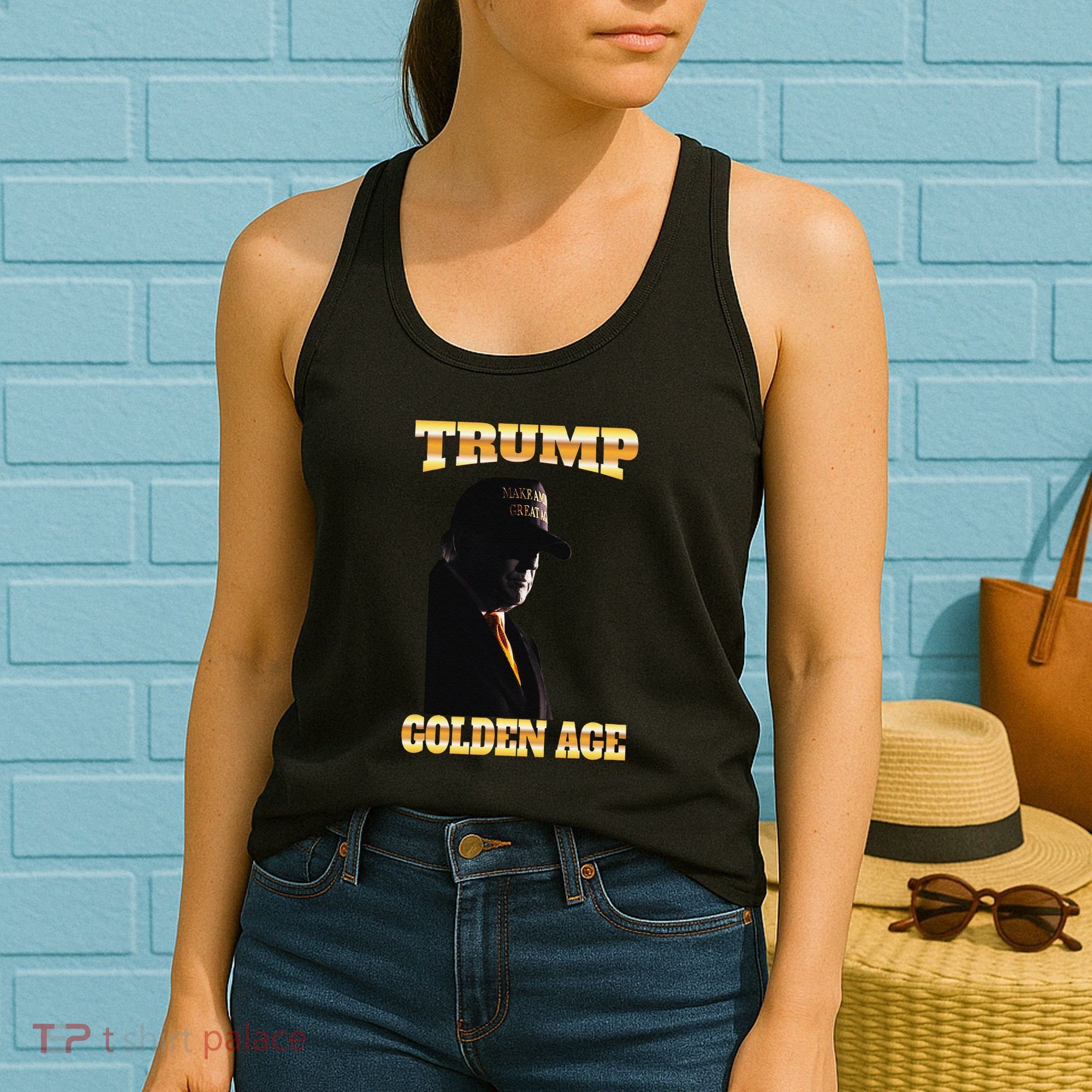 Trump Golden Age Silhouette Maga 45 47 Golden Tie Women's Tank Top