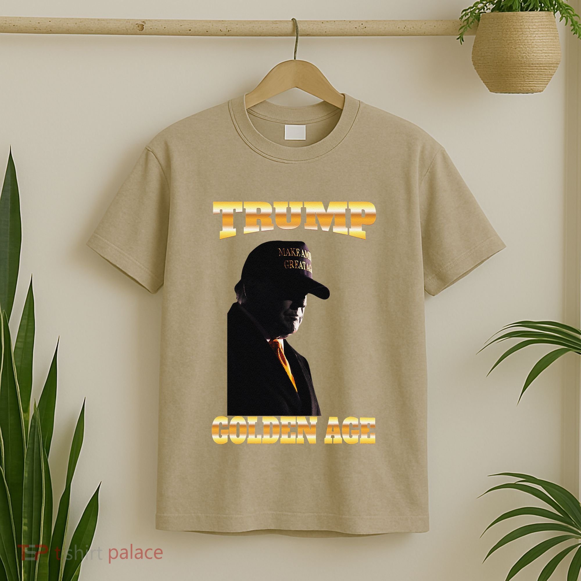 Trump Golden Age Silhouette Maga 45 47 Golden Tie T-Shirt
