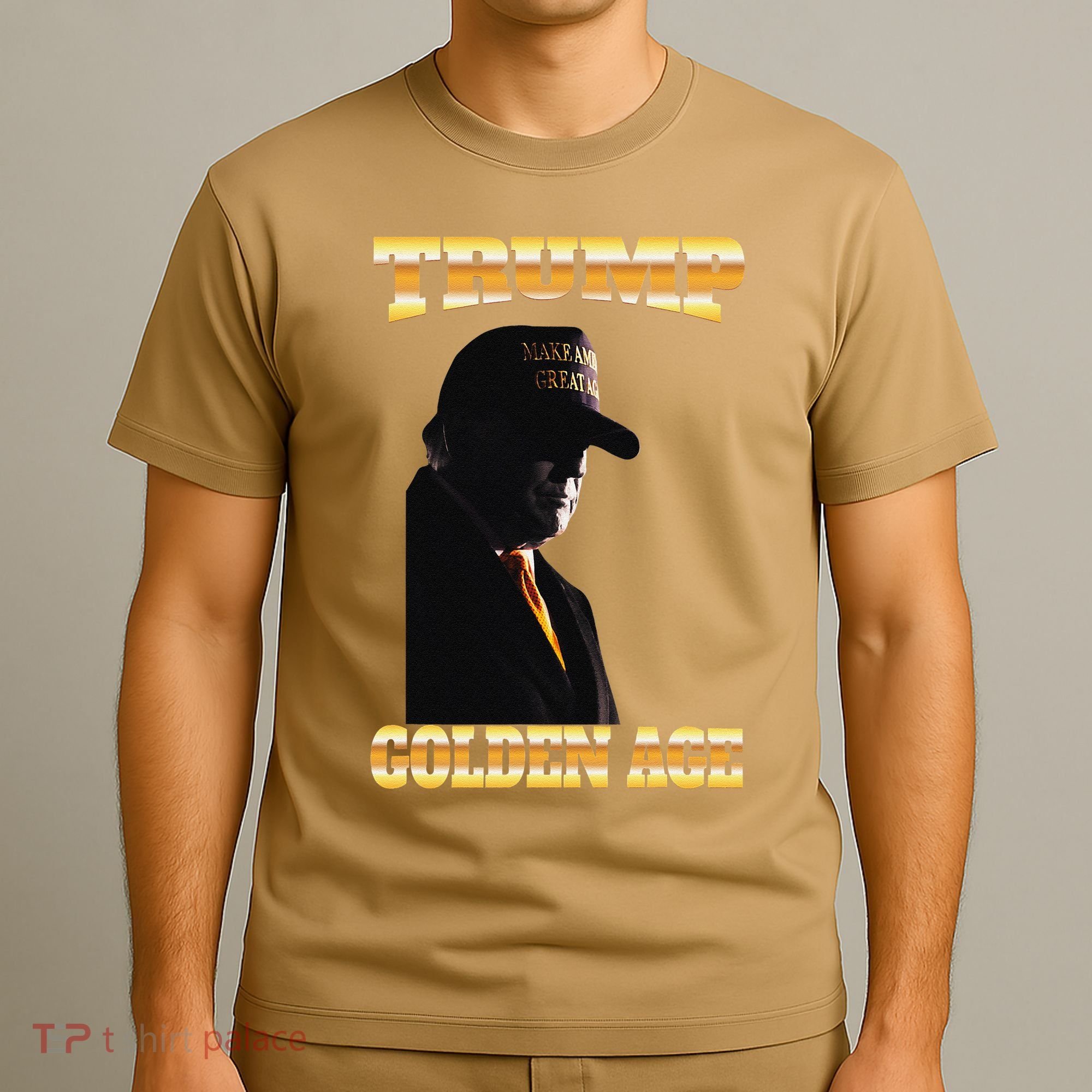 Trump Golden Age Silhouette Maga 45 47 Golden Tie T-Shirt