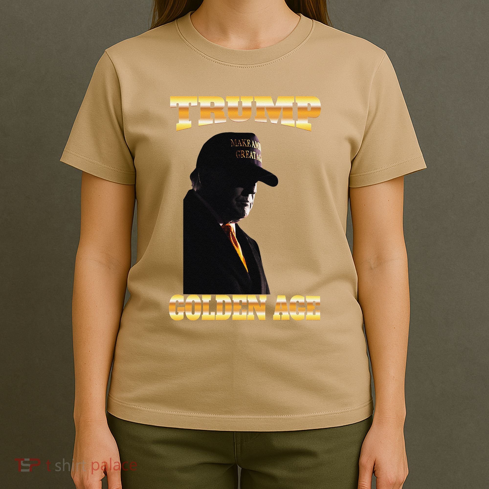 Trump Golden Age Silhouette Maga 45 47 Golden Tie T-Shirt