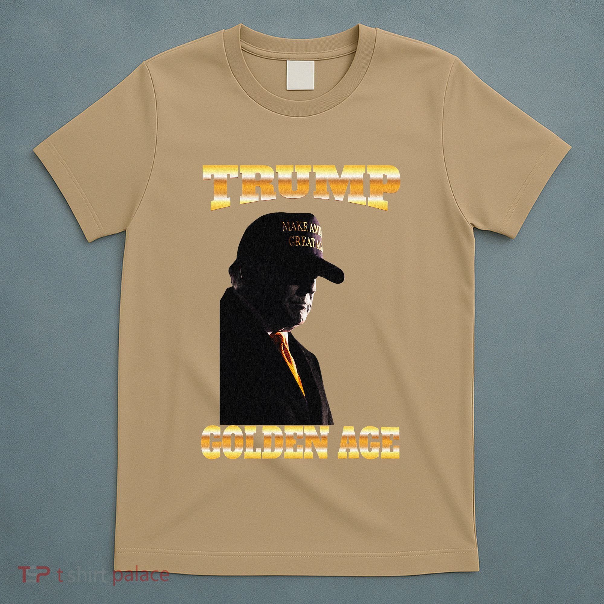 Trump Golden Age Silhouette Maga 45 47 Golden Tie T-Shirt