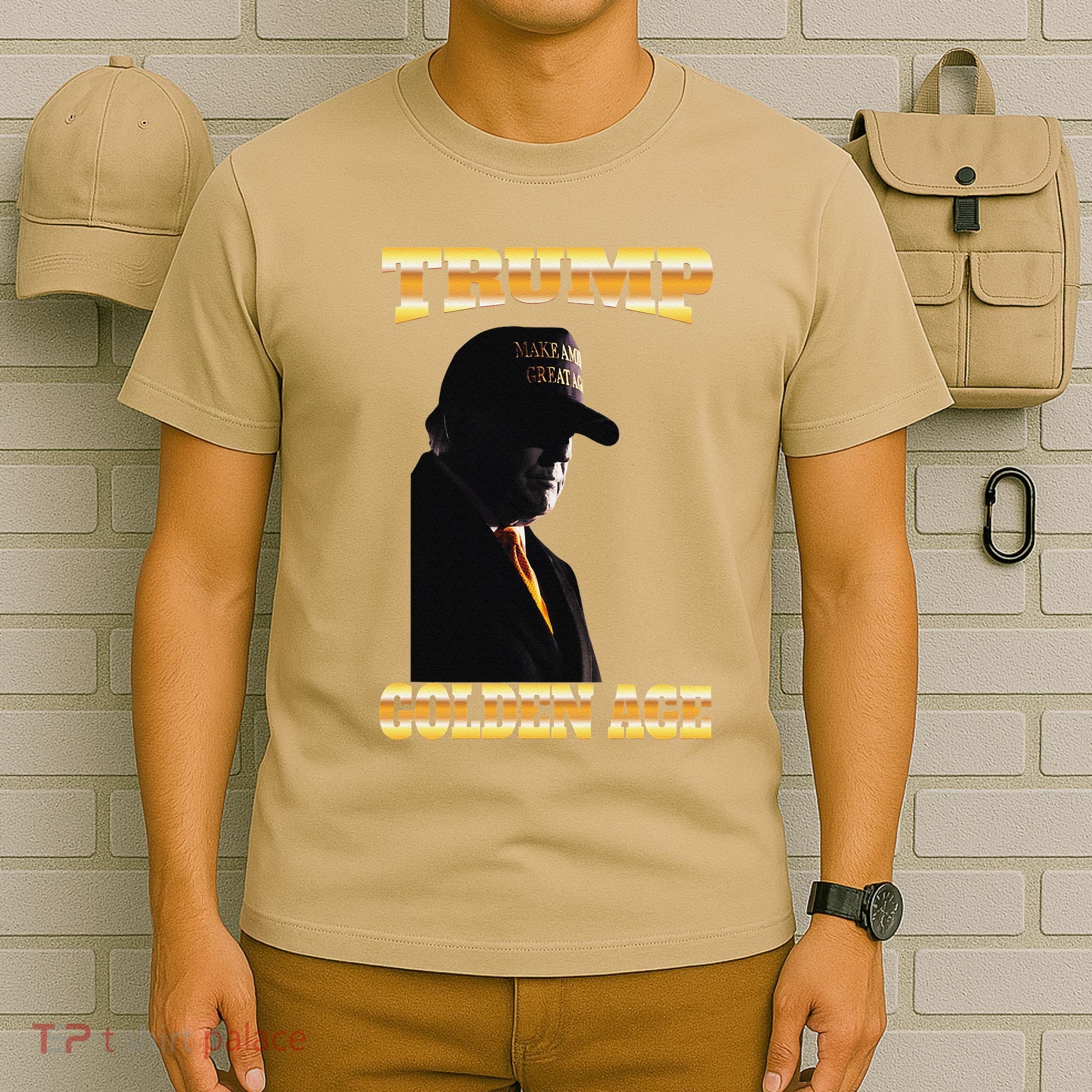 Trump Golden Age Silhouette Maga 45 47 Golden Tie T-Shirt