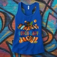 Thankful Grateful Blessed Lunch Lady Graphic Pumpkin Autumn Cool Gift Women's Tank Top thumb 3