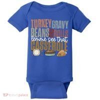 Turkey Gravy Beans And Rolls Let Me See That Casserole Fall Gift Baby Bodysuit thumb 0