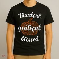 Thankful Grateful Blessed Pumpkin Fall T-Shirt thumb 3