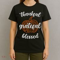 Thankful Grateful Blessed Pumpkin Fall T-Shirt thumb 4