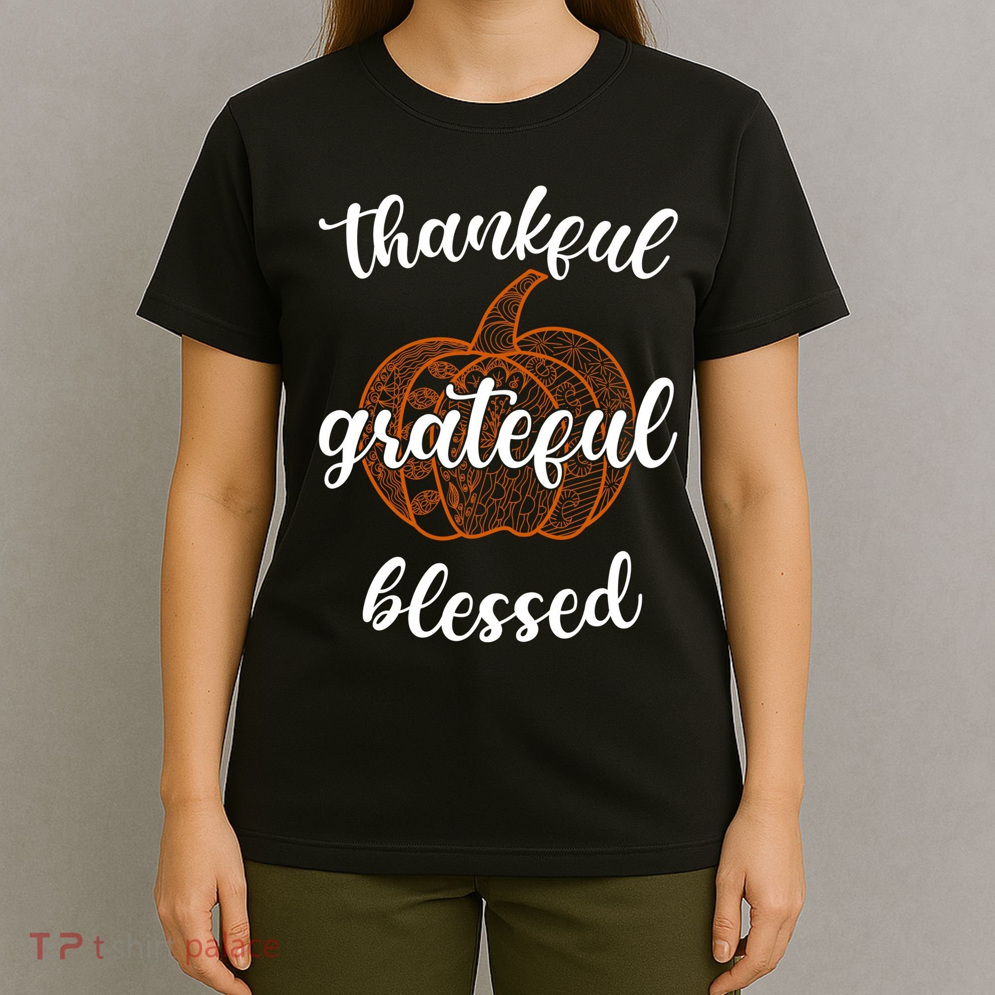 Thankful Grateful Blessed Pumpkin Fall T-Shirt