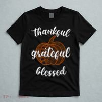 Thankful Grateful Blessed Pumpkin Fall T-Shirt thumb 5