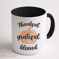 Thankful Grateful Blessed Pumpkin Fall Coffee Mug thumb 1