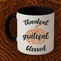 Thankful Grateful Blessed Pumpkin Fall Coffee Mug thumb 2