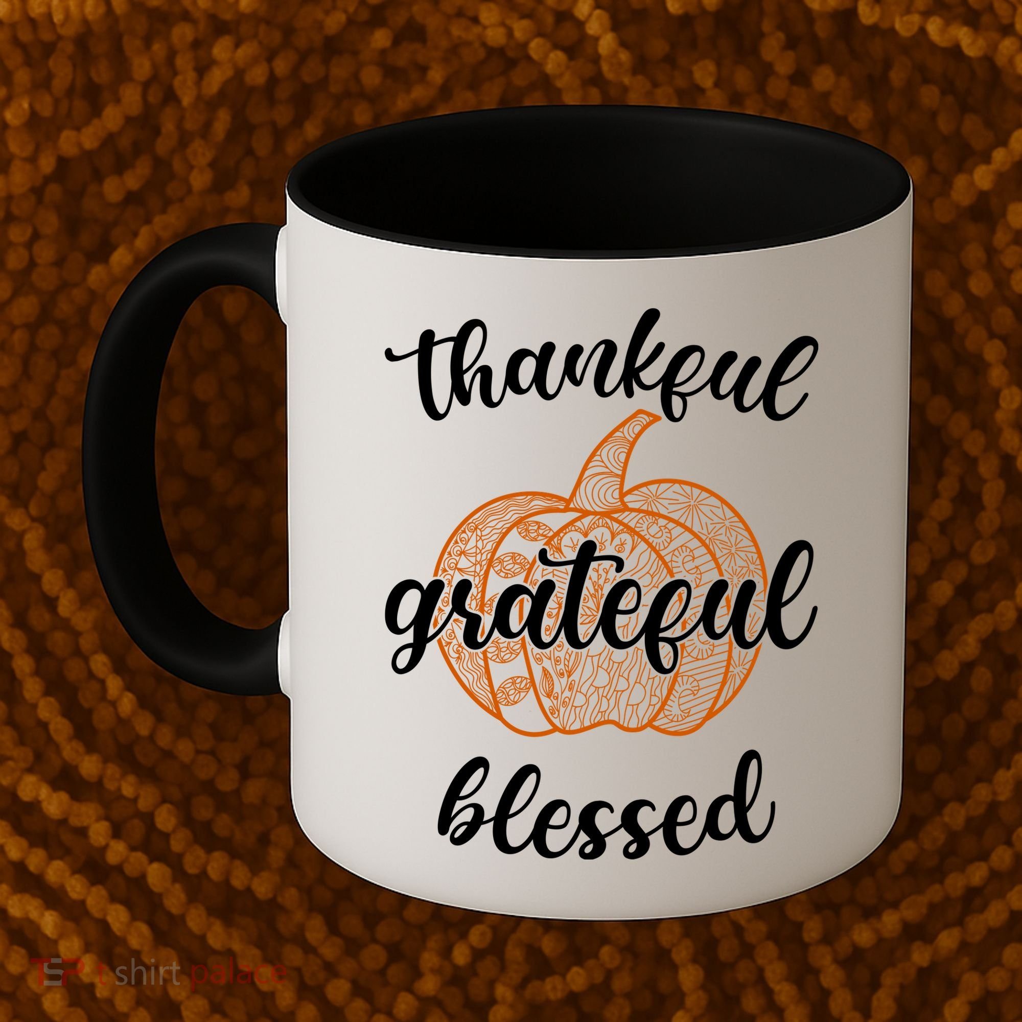 Thankful Grateful Blessed Pumpkin Fall Coffee Mug