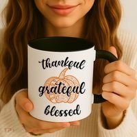 Thankful Grateful Blessed Pumpkin Fall Coffee Mug thumb 3