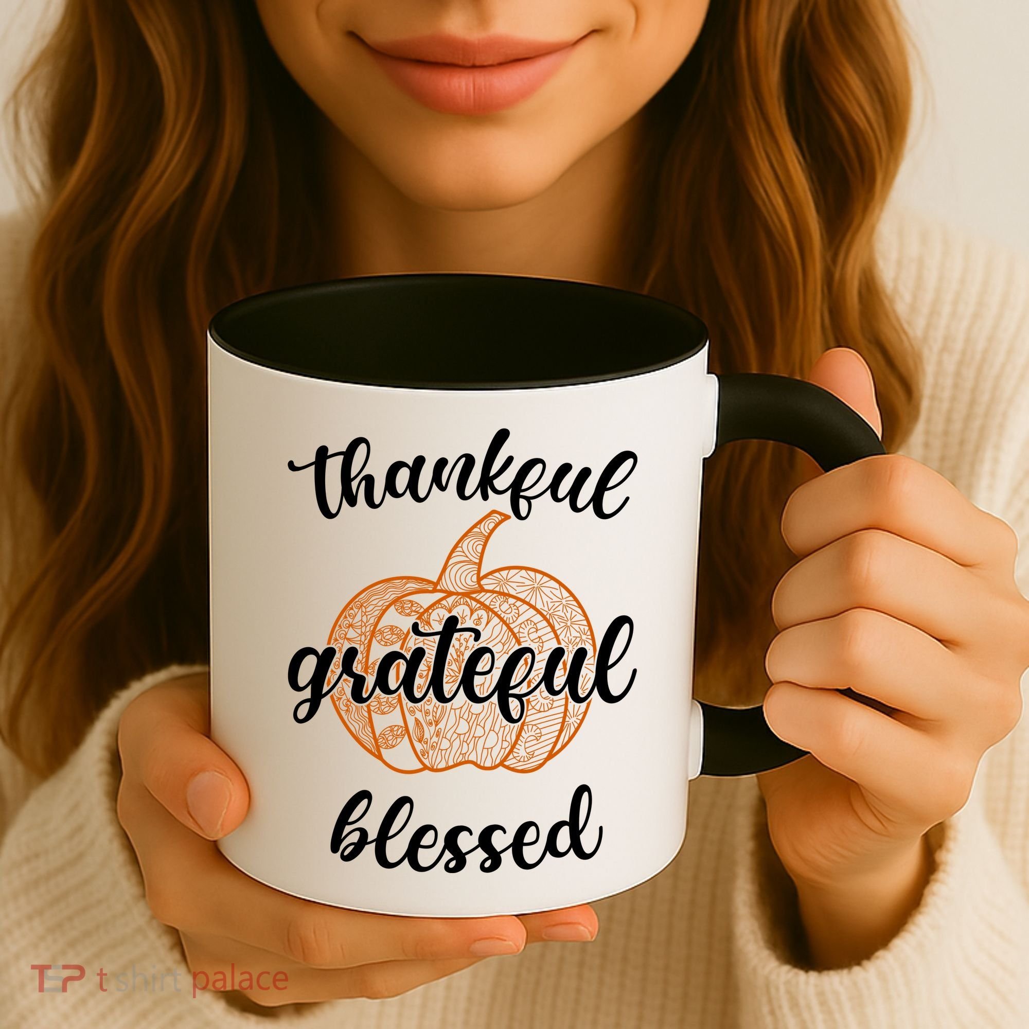 Thankful Grateful Blessed Pumpkin Fall Coffee Mug