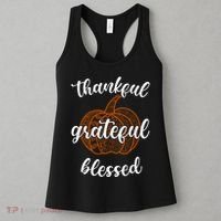 Thankful Grateful Blessed Pumpkin Fall Women's Tank Top thumb 3