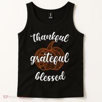 Thankful Grateful Blessed Pumpkin Fall Tank Top thumb 2