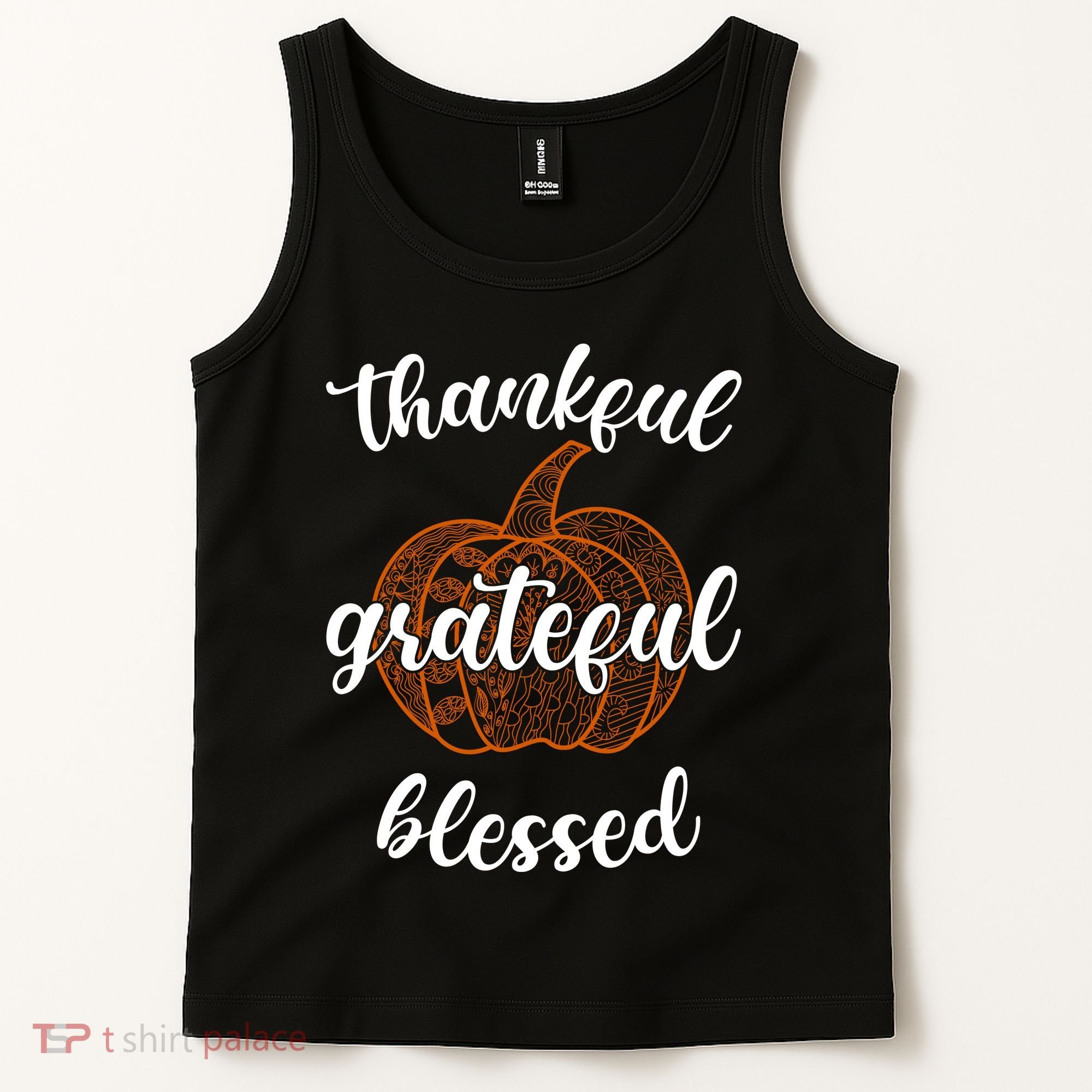 Thankful Grateful Blessed Pumpkin Fall Tank Top