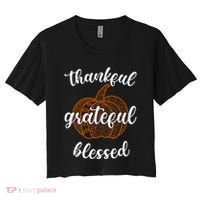 Thankful Grateful Blessed Pumpkin Fall Women's Crop Top Tee thumb 0