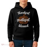 Thankful Grateful Blessed Pumpkin Fall Kids Hoodie thumb 4