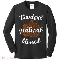 Thankful Grateful Blessed Pumpkin Fall Kids Long Sleeve Shirt thumb 0