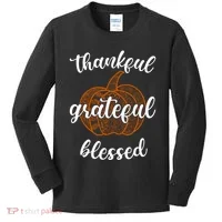 Thankful Grateful Blessed Pumpkin Fall Kids Long Sleeve Shirt thumb 0