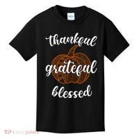 Thankful Grateful Blessed Pumpkin Fall Kids T-Shirt thumb 0