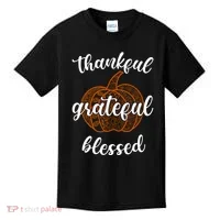 Thankful Grateful Blessed Pumpkin Fall Kids T-Shirt thumb 0