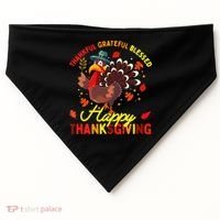 Thankful Grateful Blessed Thanksgiving Turkey USA-Made Doggie Bandana thumb 0