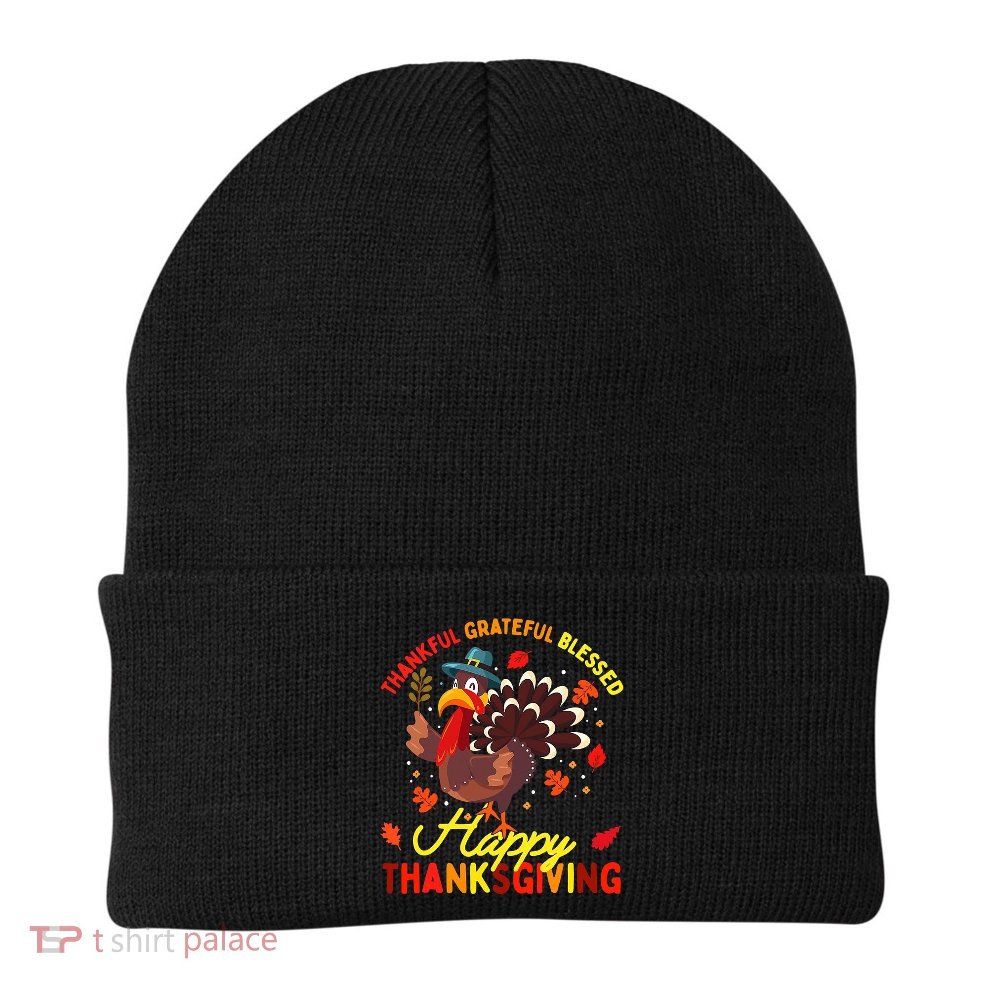 Thankful Grateful Blessed Thanksgiving Turkey Beanie