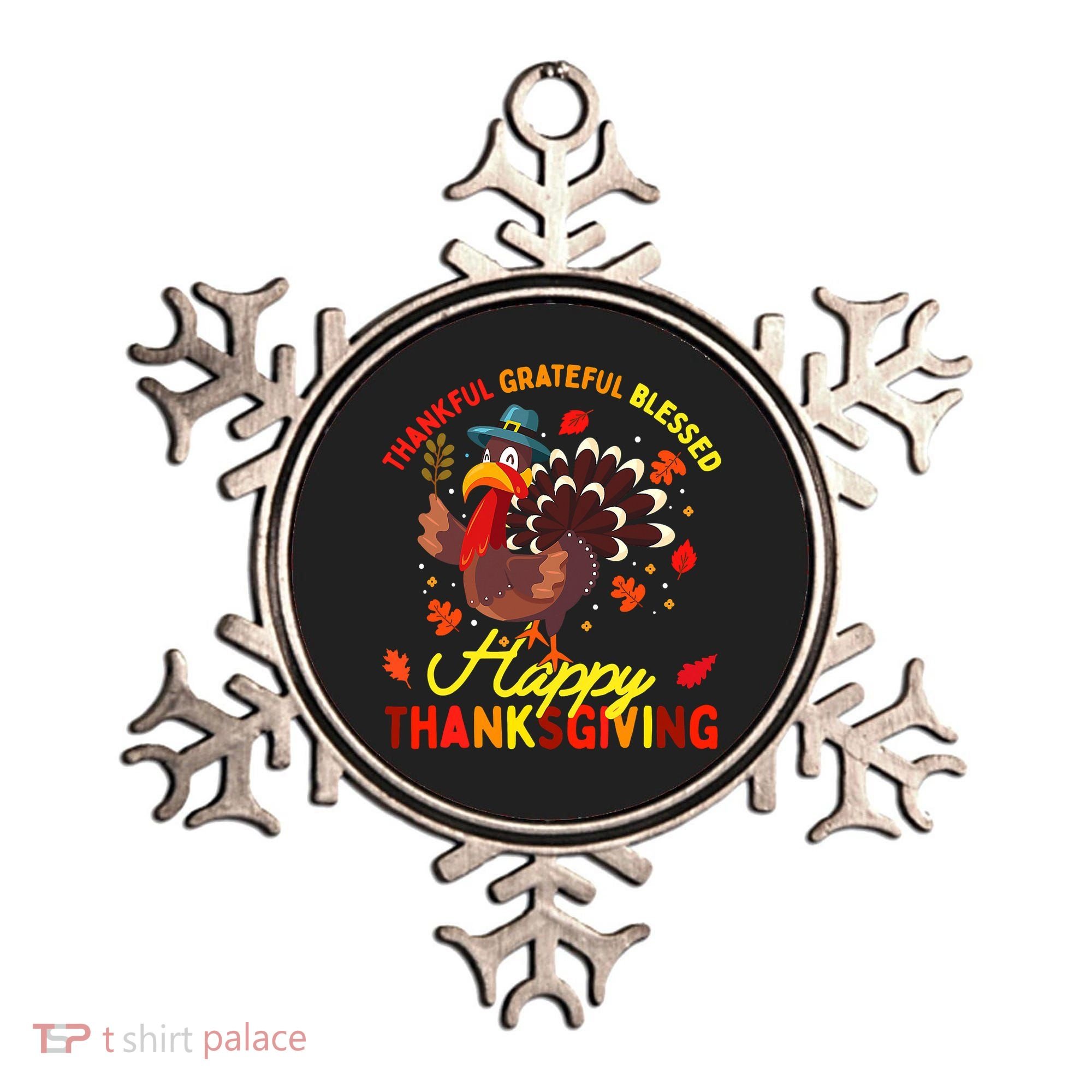 Thankful Grateful Blessed Thanksgiving Turkey Ornament