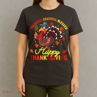 Thankful Grateful Blessed Thanksgiving Turkey T-Shirt thumb 4