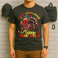 Thankful Grateful Blessed Thanksgiving Turkey T-Shirt thumb 6