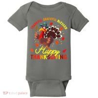 Thankful Grateful Blessed Thanksgiving Turkey Baby Bodysuit thumb 0