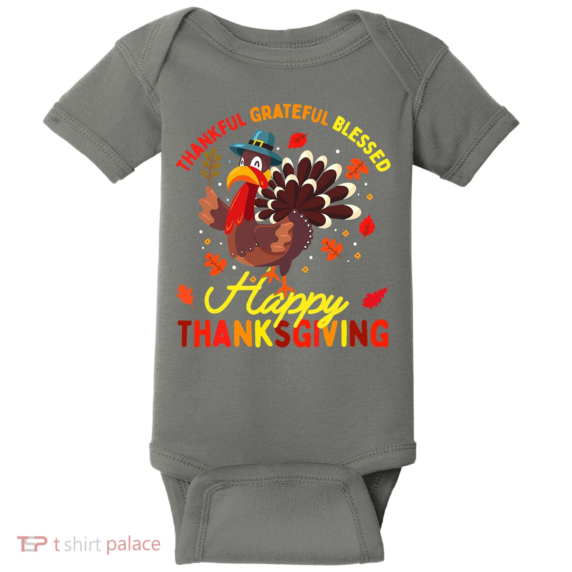 Thankful Grateful Blessed Thanksgiving Turkey Baby Bodysuit