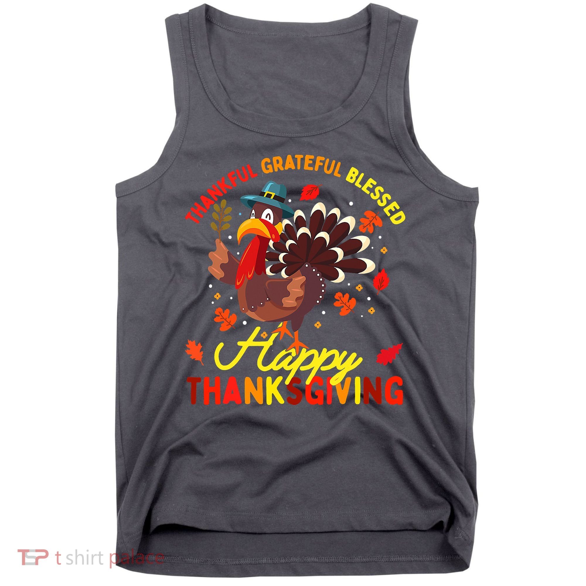Thankful Grateful Blessed Thanksgiving Turkey Tank Top