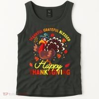 Thankful Grateful Blessed Thanksgiving Turkey Tank Top thumb 2