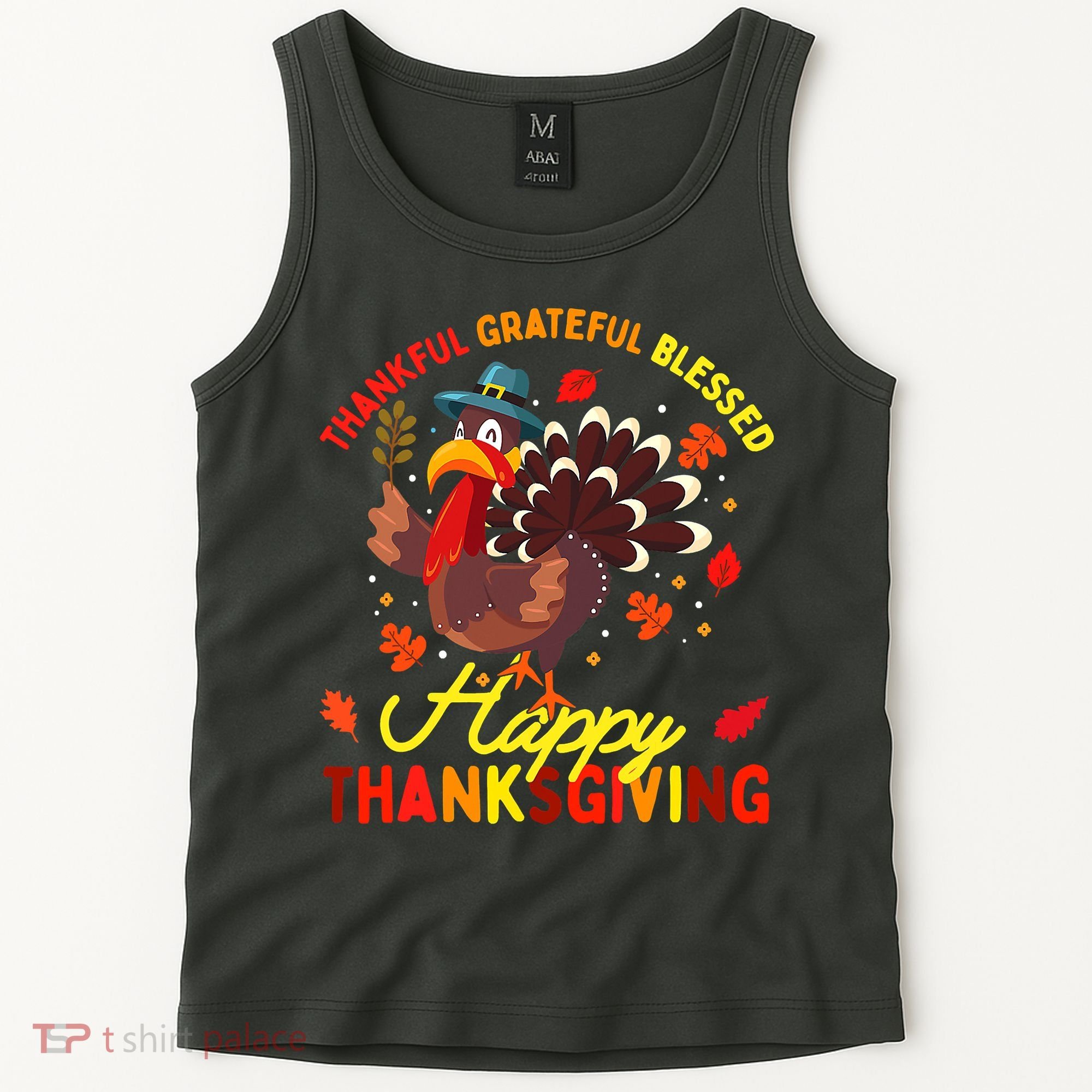 Thankful Grateful Blessed Thanksgiving Turkey Tank Top