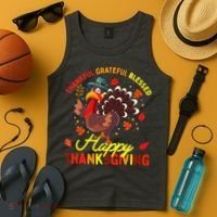 Thankful Grateful Blessed Thanksgiving Turkey Tank Top thumb 4