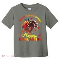 Thankful Grateful Blessed Thanksgiving Turkey Toddler T-Shirt thumb 0