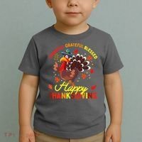 Thankful Grateful Blessed Thanksgiving Turkey Toddler T-Shirt thumb 2