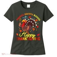 Thankful Grateful Blessed Thanksgiving Turkey Women's T-Shirt thumb 0
